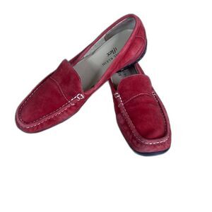 Anne Klein Iflex Red Leather Suede Classic Slip On Loafer Womens Size 7